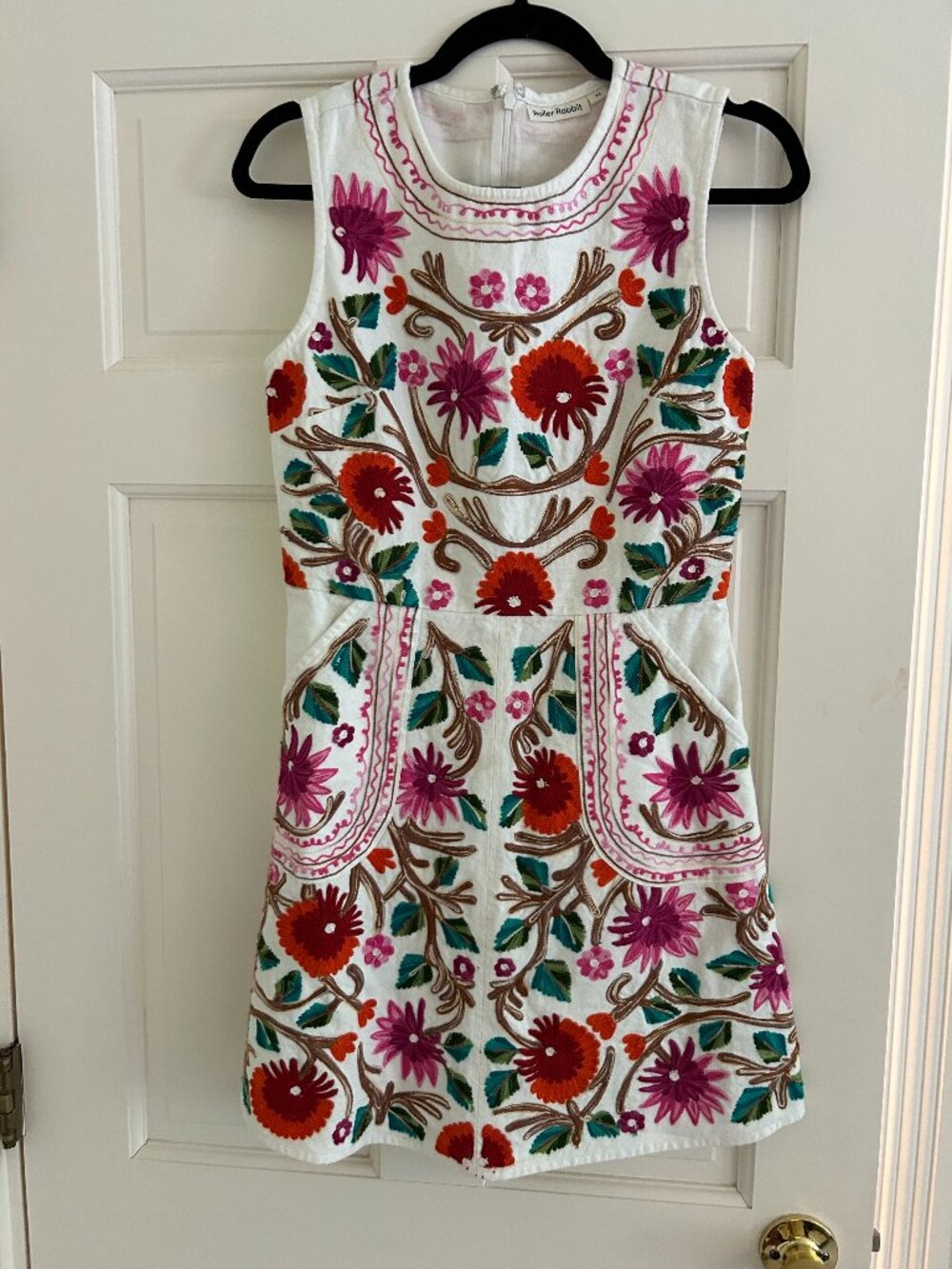 Roller Rabbit White Kuzu Embroidered Mini Dress size XS